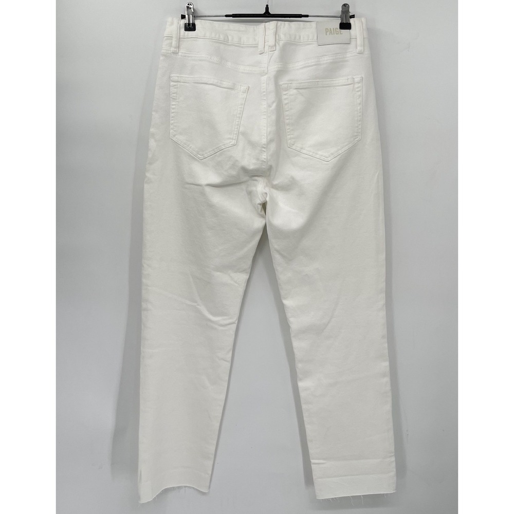 Paige High Rise Straight Leg Jeans Distressed White Denim Size 31 - Picture 7 of 8